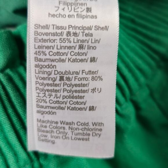 🌼J. Crew Skirt Womens Size 0 Green Linen Blend Pull On Midi Smocked Waist - Picture 4 of 7